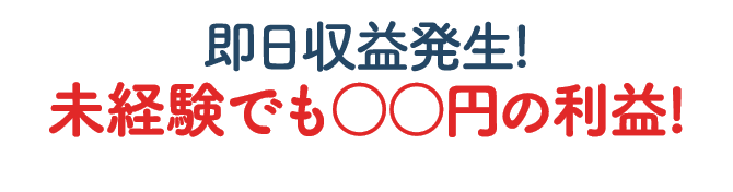 即日収益発生!未経験でも〇〇円の利益!